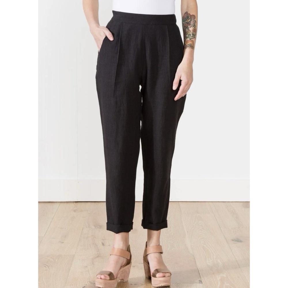 7115 by Szeki Black linen trousers Women's XS Retail $168